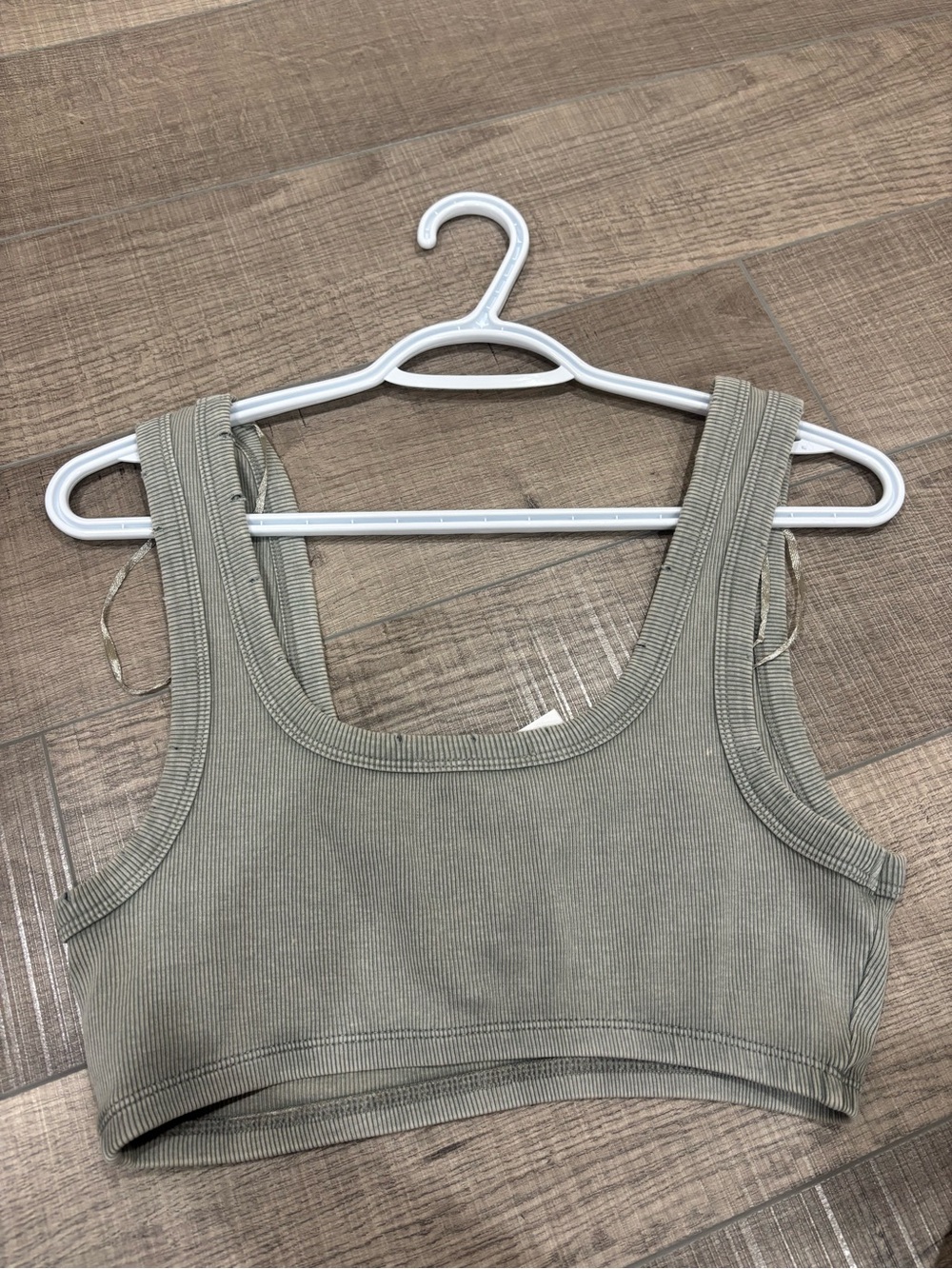 Zara Sage Ribbed Square-Neck Crop Tank - Picture 4 of 5
